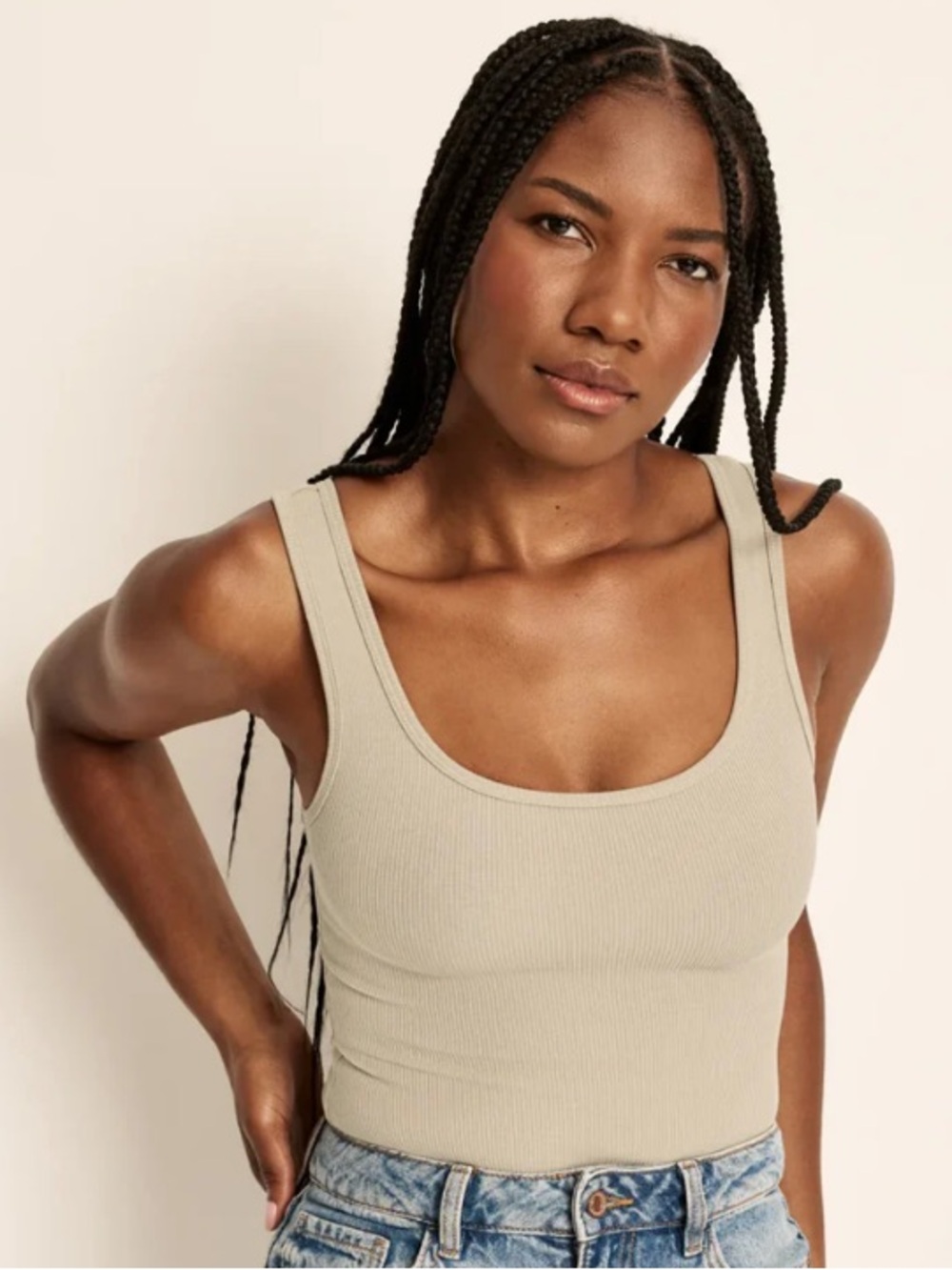knix SculptRib™ Ribbed Scoop Tank in Fawn
